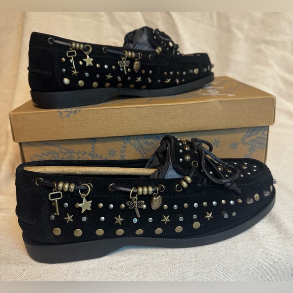 Free People NIB Stargazer Studded Boat Shoe Black 8.5 ☀️🍂🥶🌼 - Picture 7 of 9